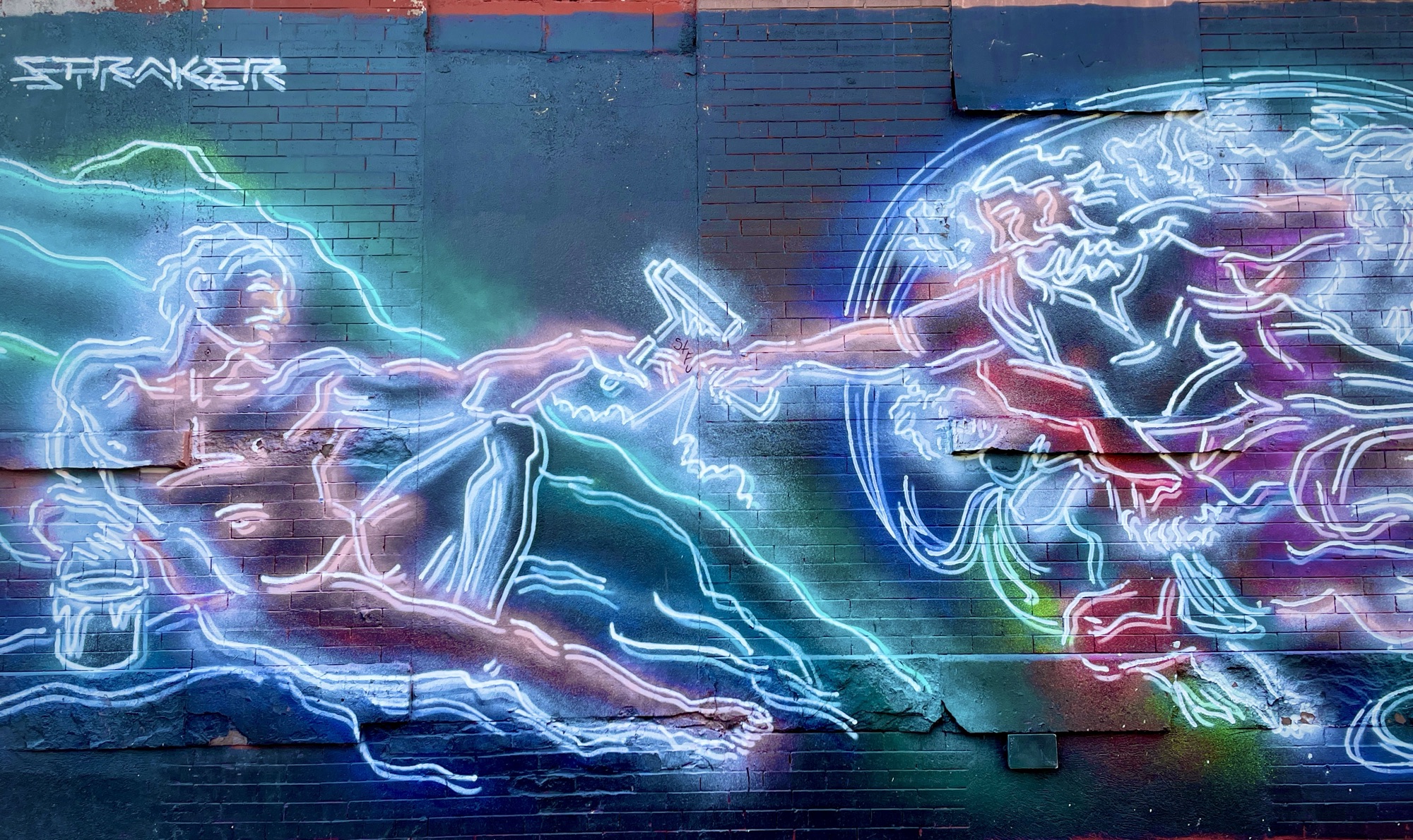 Neon Sistine Chapel Graffiti