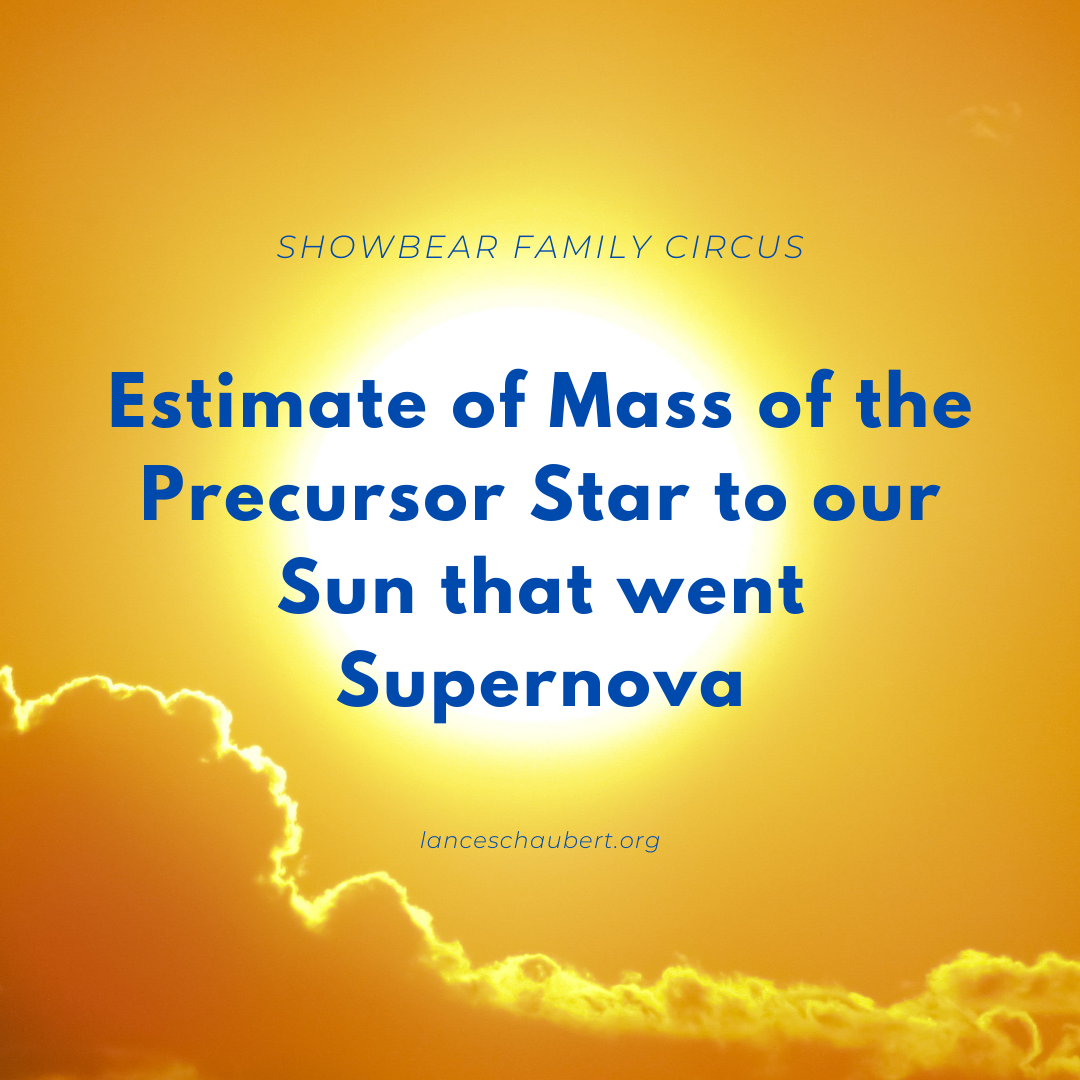 Estimate of Mass of the Precursor Star to our Sun that went Supernova