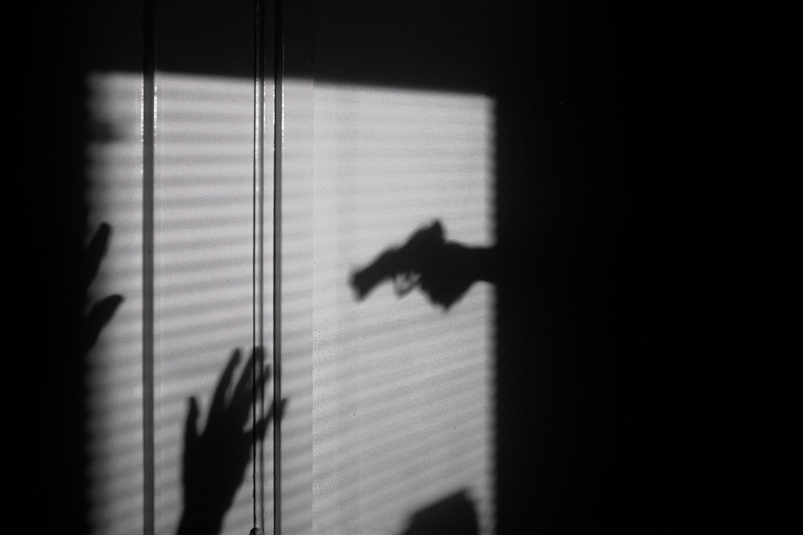 silhouette of a gun aimed at a hand to illustrate violence in media for Brandon Sanderson